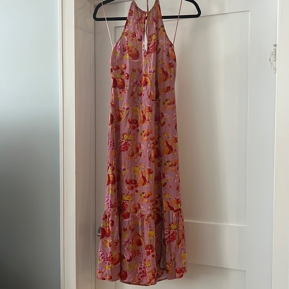 PAIGE pink foxglove ambrosia fruit midi dress size small - Picture 1 of 3